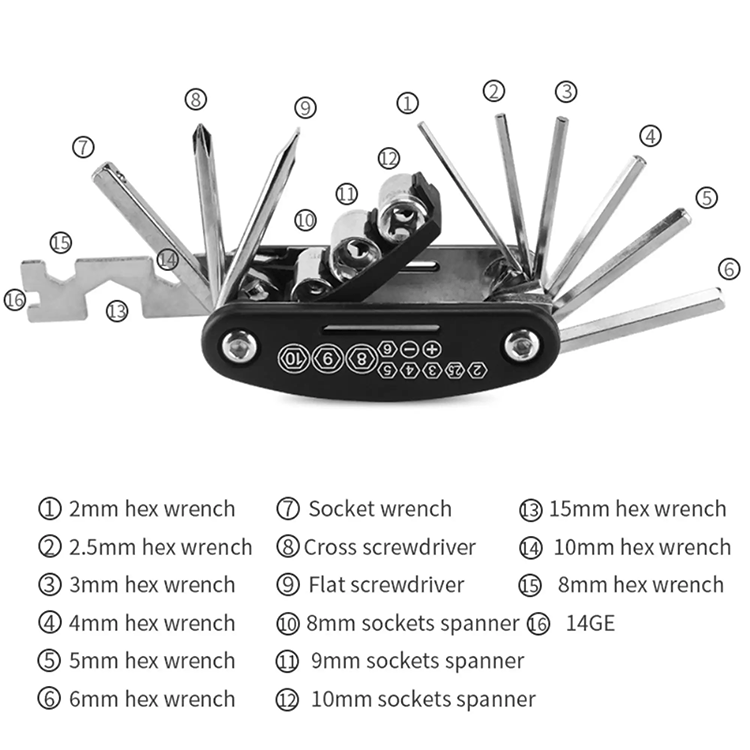 Alternative view of 16in1 Velo Fahrrad Werkzeug Kit Multi