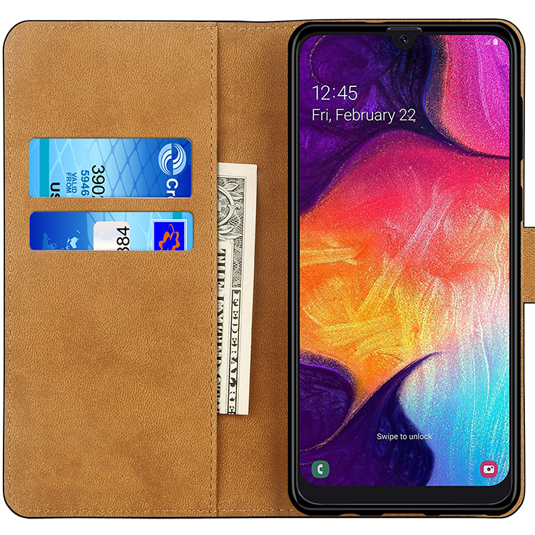 Samsung Galaxy A50 Hülle Tasche Echtleder Flip Case – Bild 3