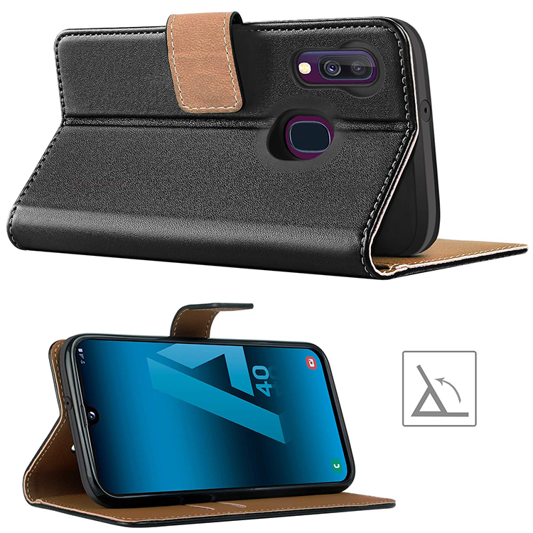 Samsung Galaxy A40 Hülle Tasche Echtleder Flip Case – Bild 3