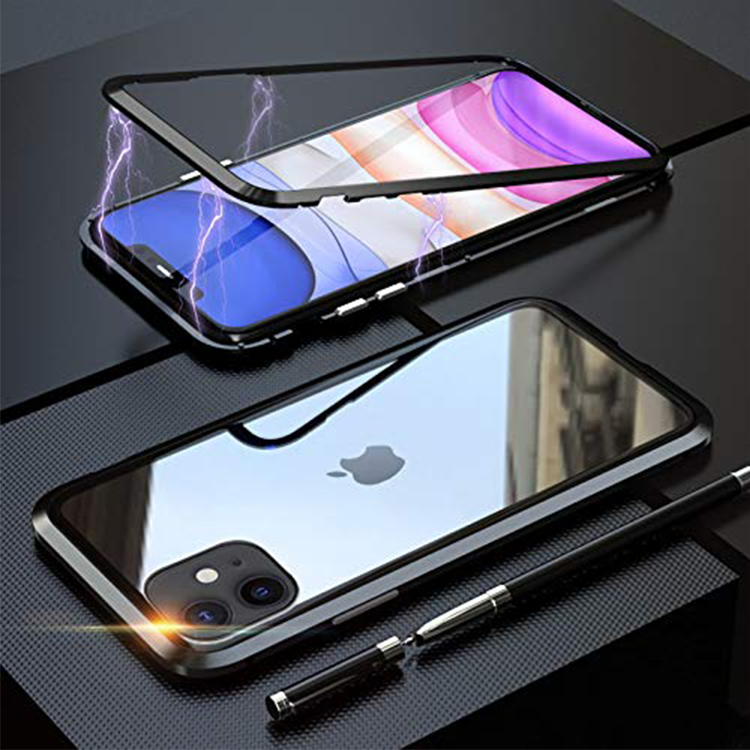 Alternative view of iPhone 11 Magnetische Alu  Schutzhülle - Schwarz (Rund)