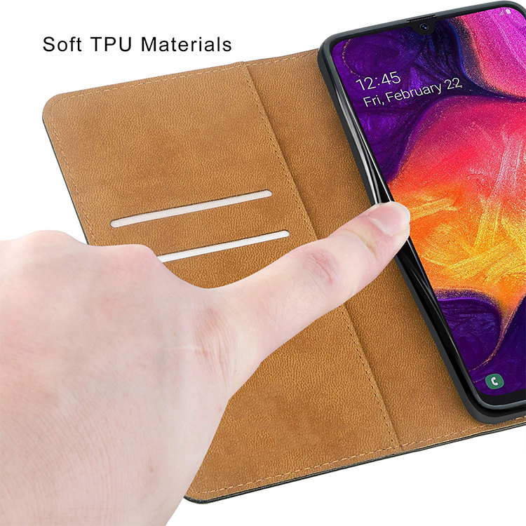 Samsung Galaxy A50 Hülle Tasche Echtleder Flip Case – Bild 5