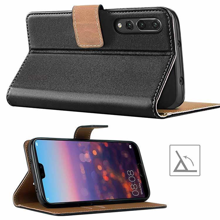 Huawei P20 Pro Hülle Echtleder Flip Case – Bild 3
