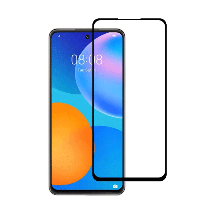 Huawei P Smart (2021)  Panzer Glas Display Schutzfolie mit Rahmen - Schwarz