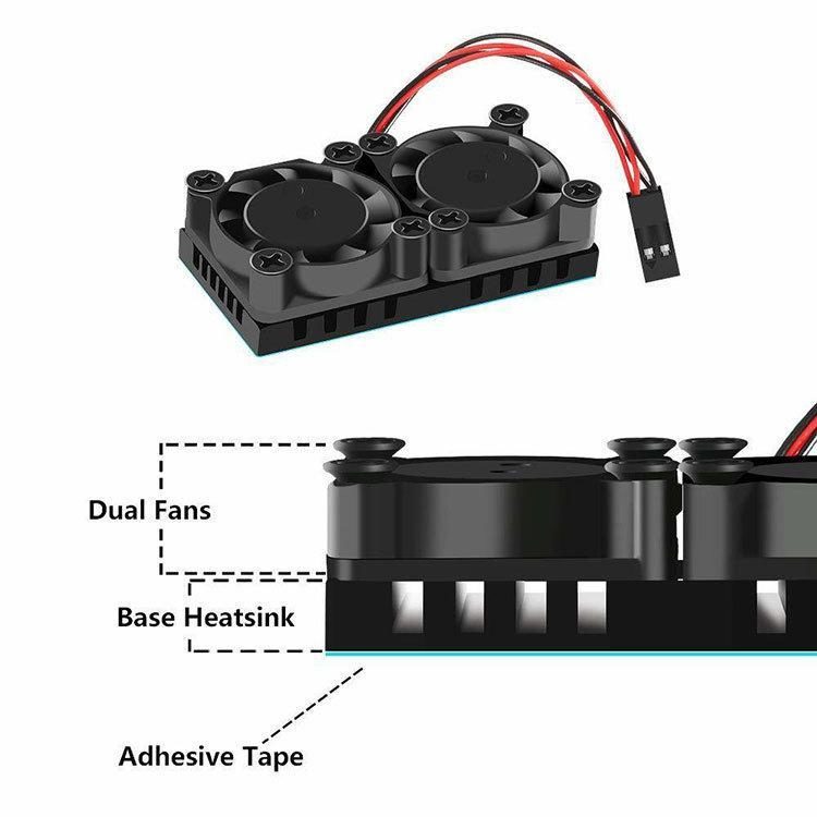 Alternative view of Raspberry Pi Dual Lüfter für Model Pi 3/3B+/4B