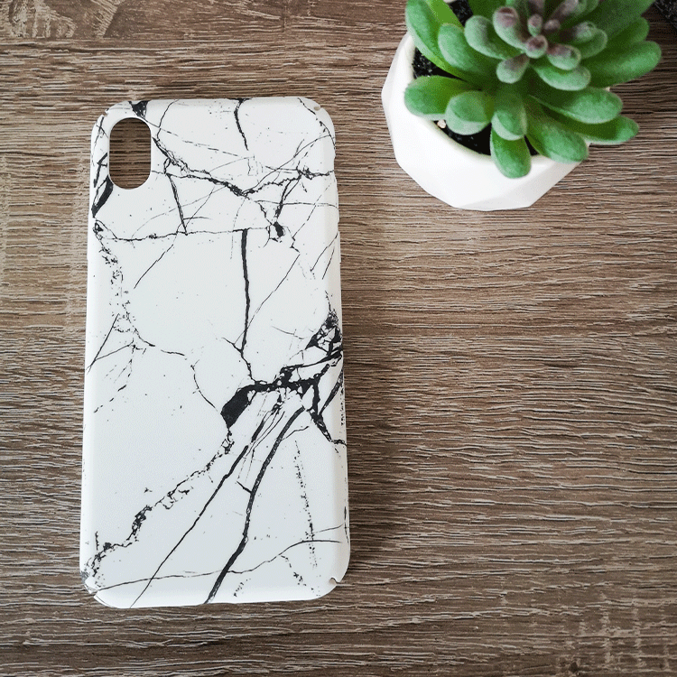 iPhone XR Hardcase Hülle (Marmor Design) - Weiss