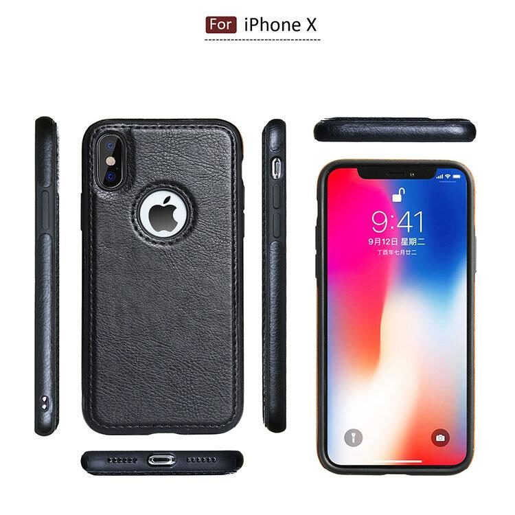 iPhone X/XS Lederhülle Back Case - Schwarz