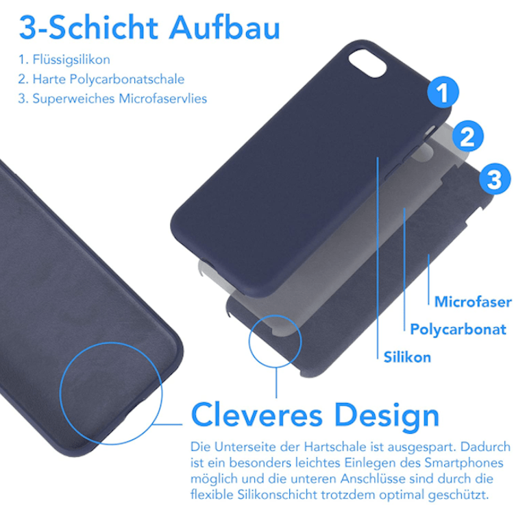 iPhone 7/8/ SE (2020) Silikon Case Hülle - Dunkelmarine – Bild 3