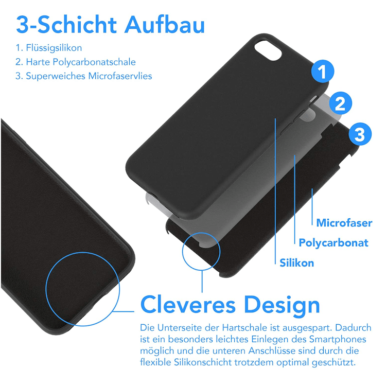 Alternative view of iPhone 7/8/ SE (2020) Silikon Case Hülle - Schwarz
