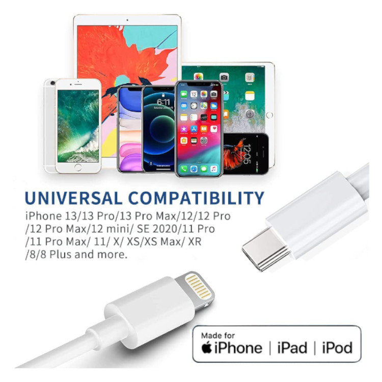 Lightning USB-C Ladekabel Für Apple  - 1m (weiss) – Bild 3