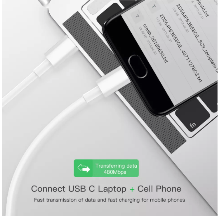 USB Typ C auf USB Typ C  Sync & Ladekabel   - 1M (Weiss) – Bild 3