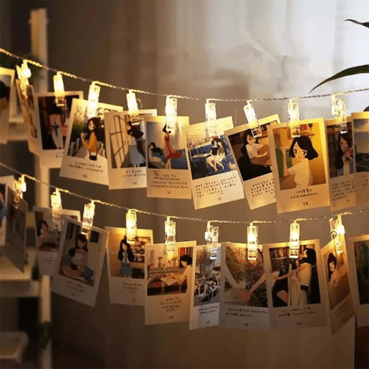 Foto clip Lichterkette 3m oder 5m mit Klammern + Batteriebox