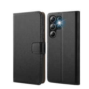 Galaxy S24 Ultra Hülle Tasche Echtleder Flip Case